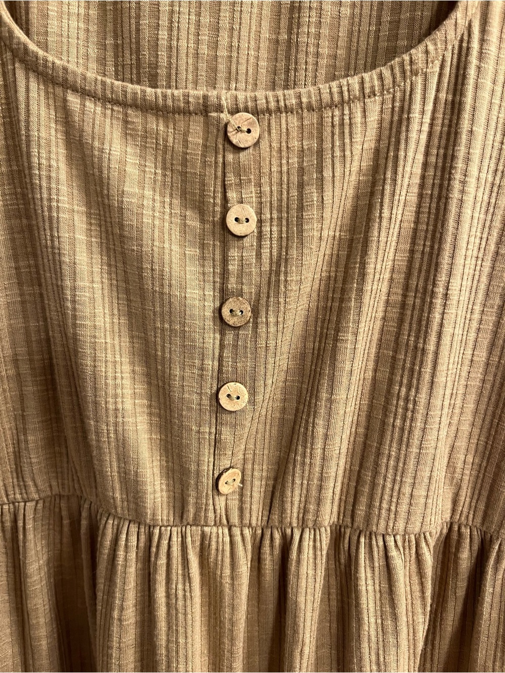 Very J Tan Ribbed Tiered Scoop Swing Dress - Picture 4 of 5